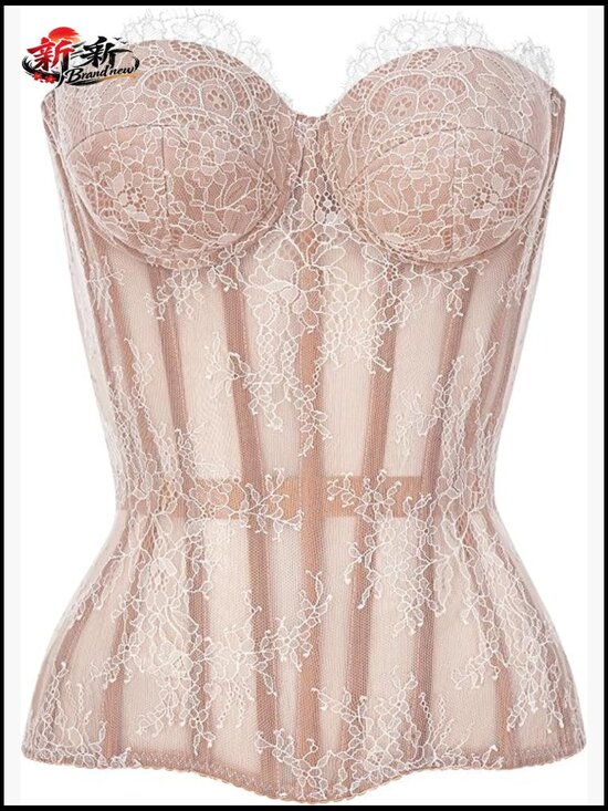Other - Overbust Mesh Corset Top Lace Up Back with 15 Steel Boning